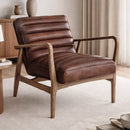 Borsen Brown Leather Mid Century Armchair-Dovetailed &amp; Doublestitched
