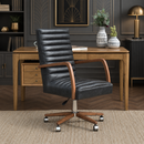 Borsen Espresso Leather Desk Chair-Dovetailed &amp; Doublestitched