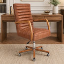 Borsen Toffee Leather Desk Chair-Dovetailed &amp; Doublestitched