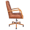 Borsen Toffee Leather Desk Chair-Dovetailed &amp; Doublestitched