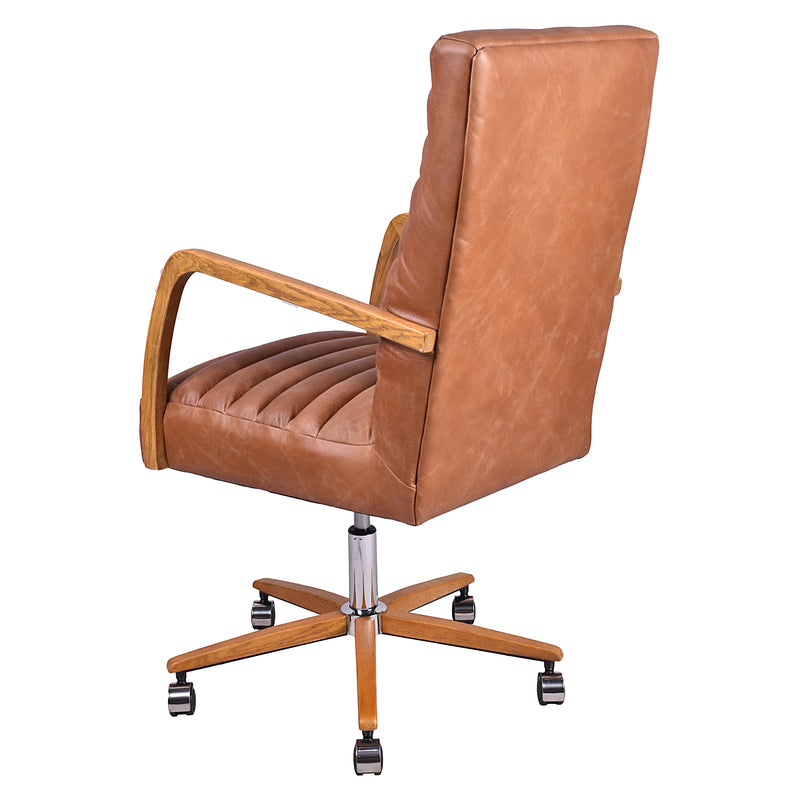 Borsen Toffee Leather Desk Chair-Dovetailed &amp; Doublestitched