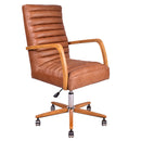Borsen Toffee Leather Desk Chair-Dovetailed &amp; Doublestitched