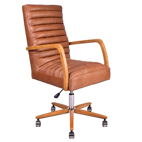 Borsen Toffee Leather Desk Chair
