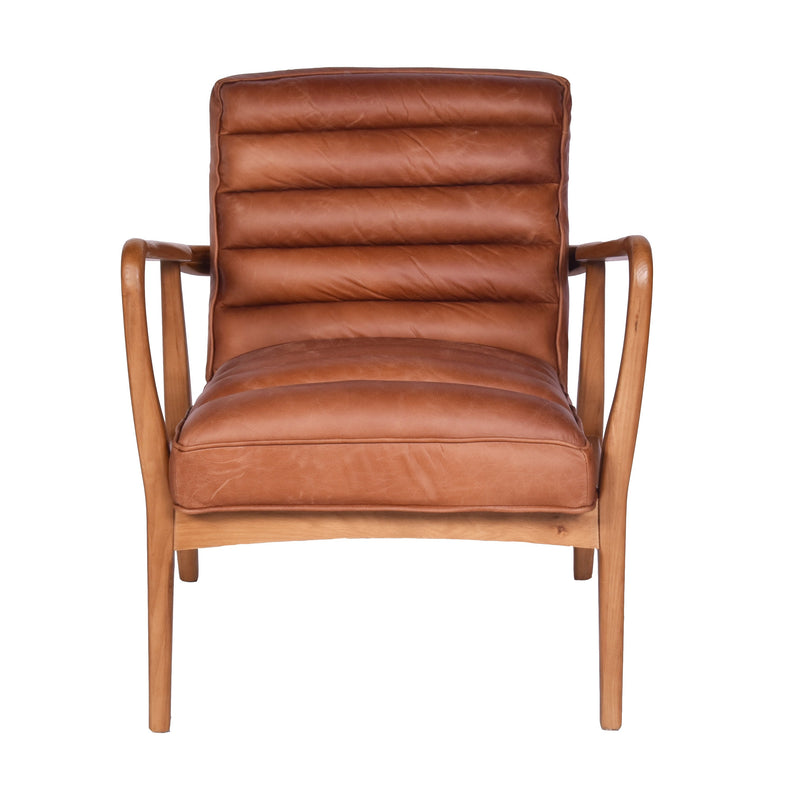Borsen Toffee Mid Century Leather Chair-Dovetailed &amp; Doublestitched