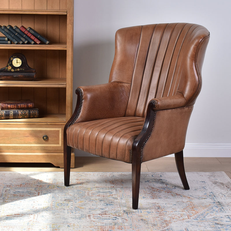 Britannia Antique Leather Armchair-Dovetailed &amp; Doublestitched