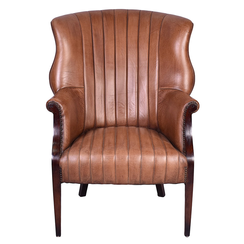 Britannia Antique Leather Armchair-Dovetailed &amp; Doublestitched