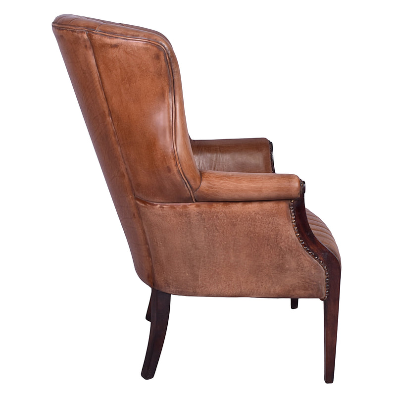 Britannia Antique Leather Armchair-Dovetailed &amp; Doublestitched