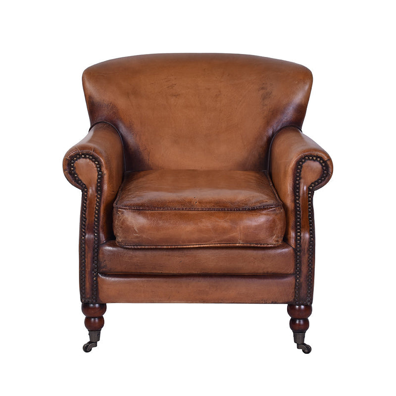 Bruges Vintage Leather Armchair-Dovetailed &amp; Doublestitched