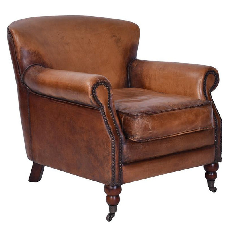 Bruges Vintage Leather Armchair-Dovetailed &amp; Doublestitched