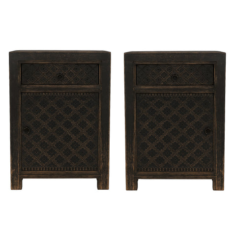 Beijing Bedside Cabinet Pair - Black