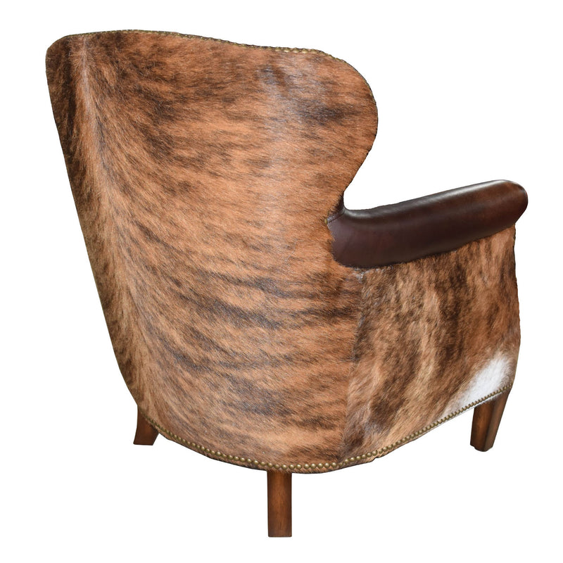 Bernardo Antique Tobacco Leather Armchair with Hide Side