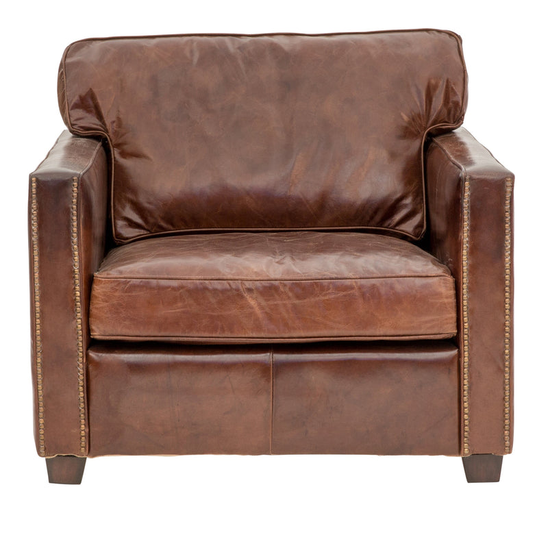 Cadogan Vintage Leather Armchair-Dovetailed &amp; Doublestitched