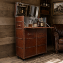 Callahan Vintage Leather Bar Cart-Dovetailed &amp; Doublestitched