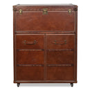 Callahan Vintage Leather Bar Cart-Dovetailed &amp; Doublestitched