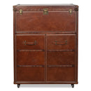 Callahan Vintage Leather Bar Cart-Dovetailed &amp; Doublestitched