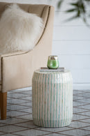 Capiz Cylindrical Stool-Dovetailed &amp; Doublestitched