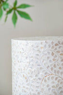 Capiz Round Accent Stool-Dovetailed &amp; Doublestitched