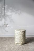 Capiz Round Accent Stool-Dovetailed &amp; Doublestitched