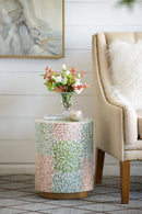 Capiz Round Multi Colour Stool-Dovetailed &amp; Doublestitched