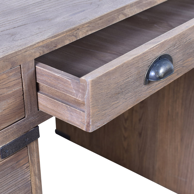 Captain's Old Elm Desk-Dovetailed &amp; Doublestitched