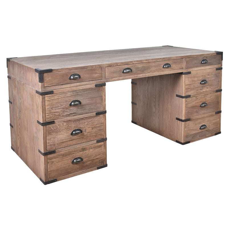 Captain's Old Elm Desk-Dovetailed &amp; Doublestitched