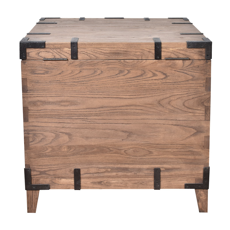 Captain's Old Elm Trunk Side Table-Dovetailed &amp; Doublestitched