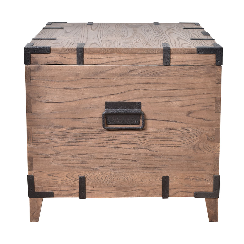 Captain's Old Elm Trunk Side Table-Dovetailed &amp; Doublestitched