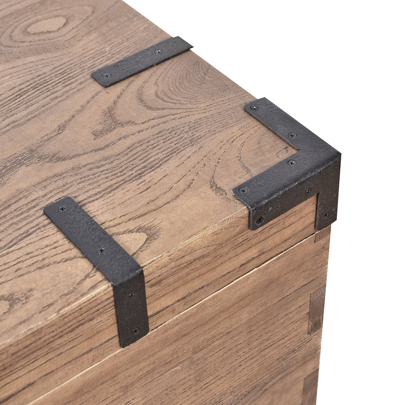 Captain's Old Elm Trunk Side Table-Dovetailed &amp; Doublestitched