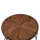 Captain's Small Round Coffee Table-Dovetailed &amp; Doublestitched
