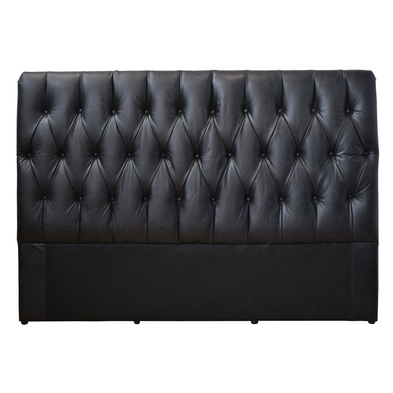 Cardiff Black Leather Chesterfield Bedhead-Dovetailed &amp; Doublestitched