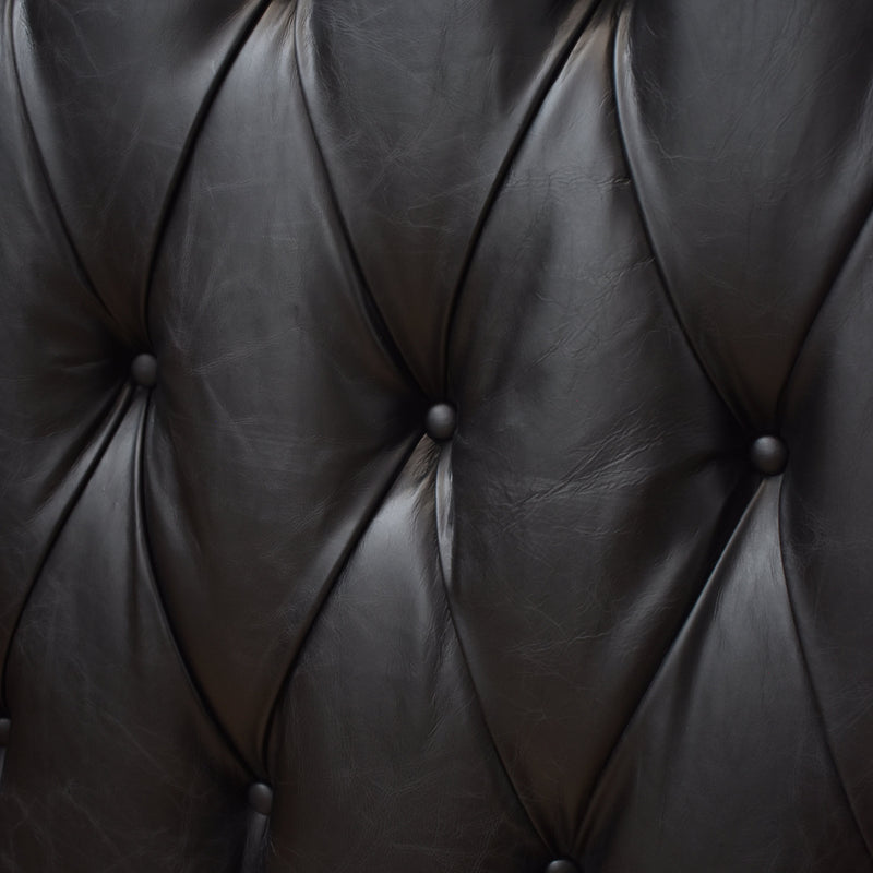 Cardiff Black Leather Chesterfield Bedhead-Dovetailed &amp; Doublestitched