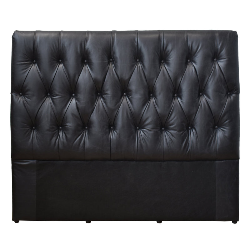 Cardiff Black Leather Chesterfield Bedhead-Dovetailed &amp; Doublestitched