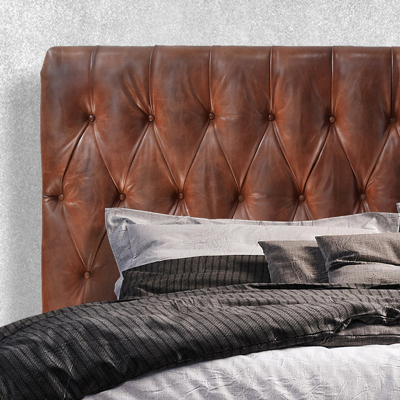 Cardiff Vintage Leather Chesterfield Bedhead-Dovetailed &amp; Doublestitched