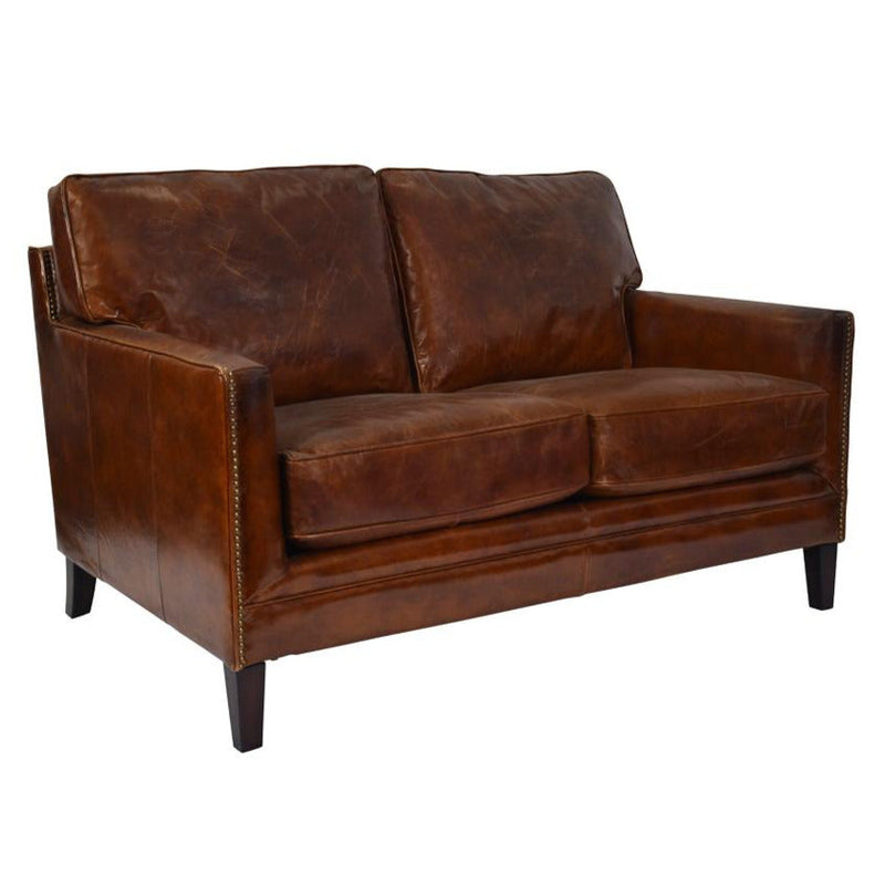 Carre Vintage Leather 2 Seater Sofa-Dovetailed &amp; Doublestitched