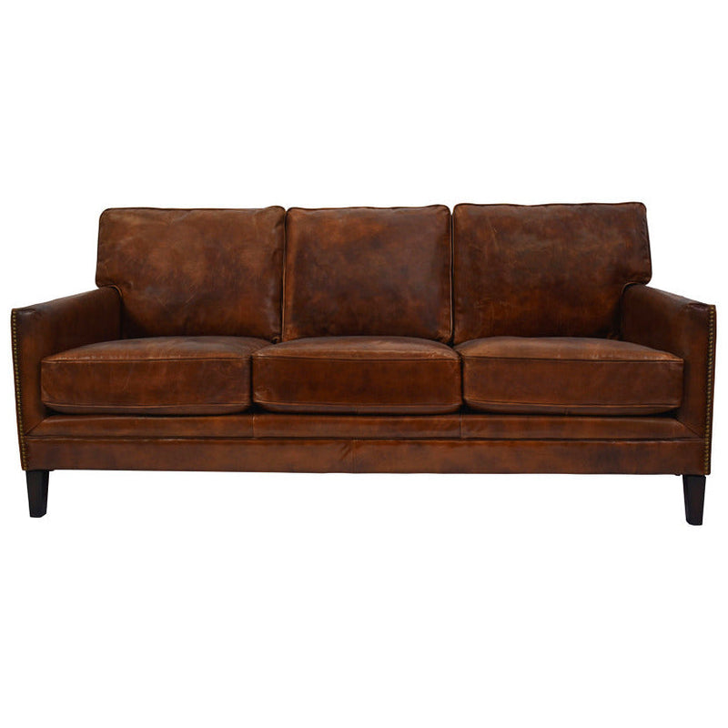 Carre Vintage Leather 3 Seater Sofa-Dovetailed &amp; Doublestitched