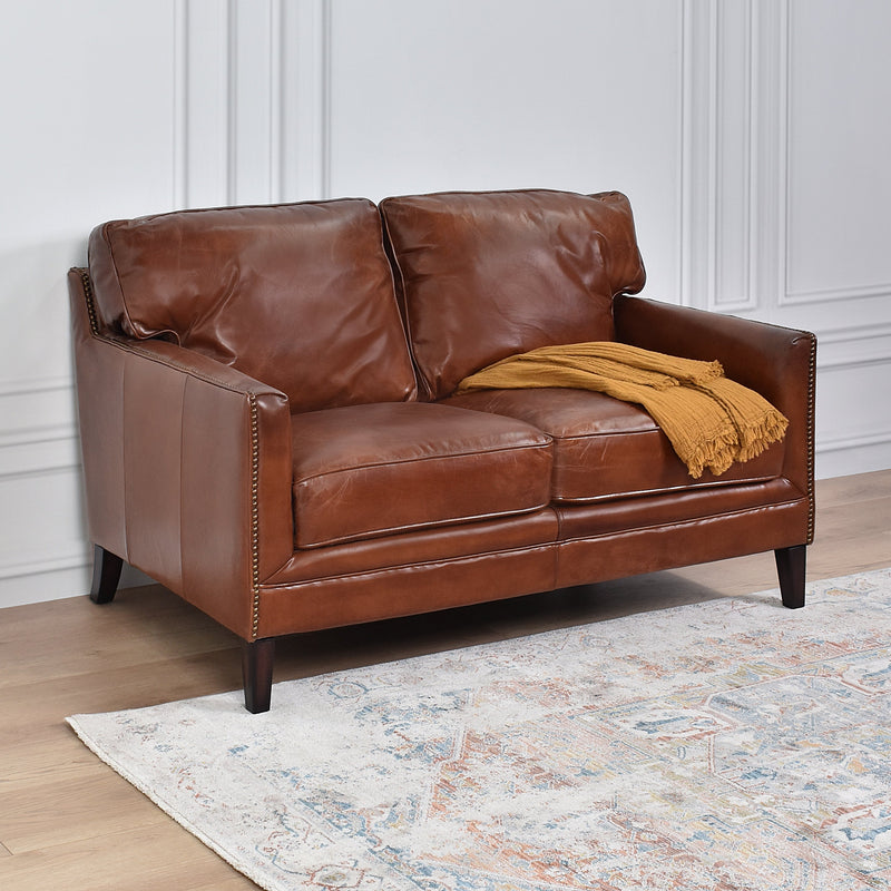Carre Vintage Leather Sofa - 2 Seater-Dovetailed &amp; Doublestitched