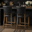 Cartier Black Leather Counter Stool in Briarsmoke-Dovetailed &amp; Doublestitched