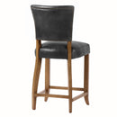 Cartier Black Leather Counter Stool in Briarsmoke-Dovetailed &amp; Doublestitched