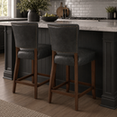 Cartier Black Leather Counter Stool in Maron-Dovetailed &amp; Doublestitched