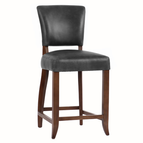 Cartier Black Leather Counter Stool in Maron