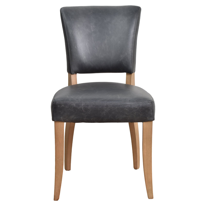 Cartier Black Leather Dining Chair in Briarsmoke-Dovetailed &amp; Doublestitched