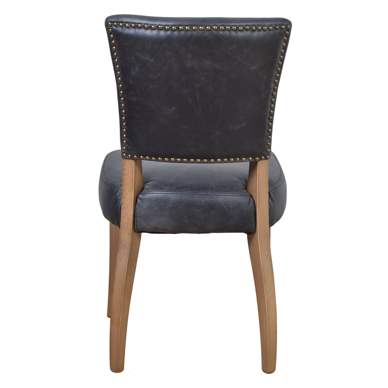 Cartier Black Leather Dining Chair in Briarsmoke-Dovetailed &amp; Doublestitched