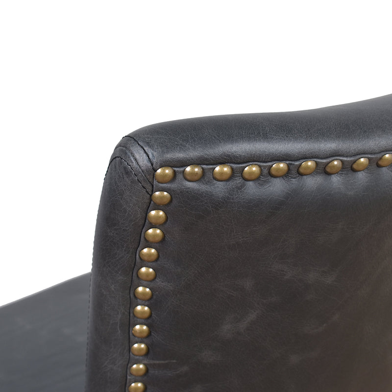 Cartier Black Leather Dining Chair in Briarsmoke-Dovetailed &amp; Doublestitched