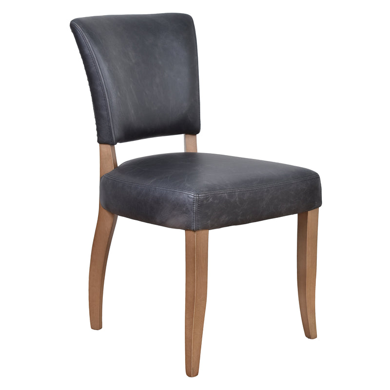 Cartier Black Leather Dining Chair in Briarsmoke-Dovetailed &amp; Doublestitched