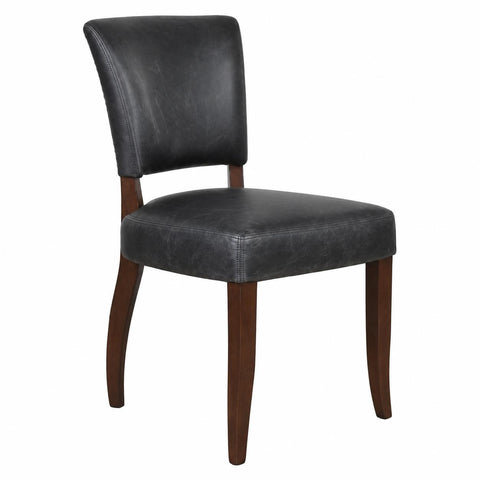 Cartier Black Leather Dining Chair in Maron