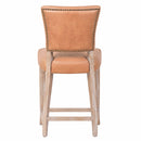 Cartier Caramel Leather Counter Stool in White Wash-Dovetailed &amp; Doublestitched