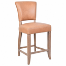 Cartier Caramel Leather Counter Stool in White Wash-Dovetailed &amp; Doublestitched