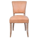 Cartier Caramel Leather Dining Chair in White Wash-Dovetailed &amp; Doublestitched