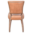 Cartier Caramel Leather Dining Chair in White Wash-Dovetailed &amp; Doublestitched