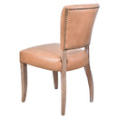 Cartier Caramel Leather Dining Chair in White Wash-Dovetailed &amp; Doublestitched